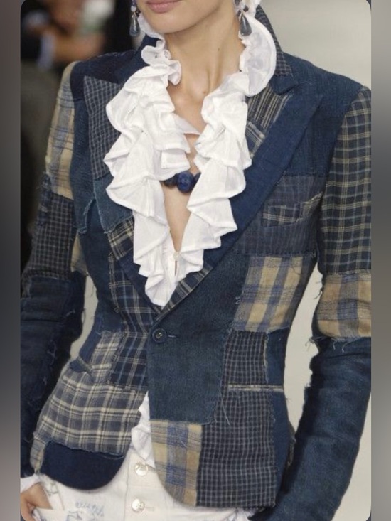 Ralph Lauren Purple Label Jackets & Blazers - Ralph Lauren Purple Label Spring '06 Runway, Indigo Linen Patchwork Jacket